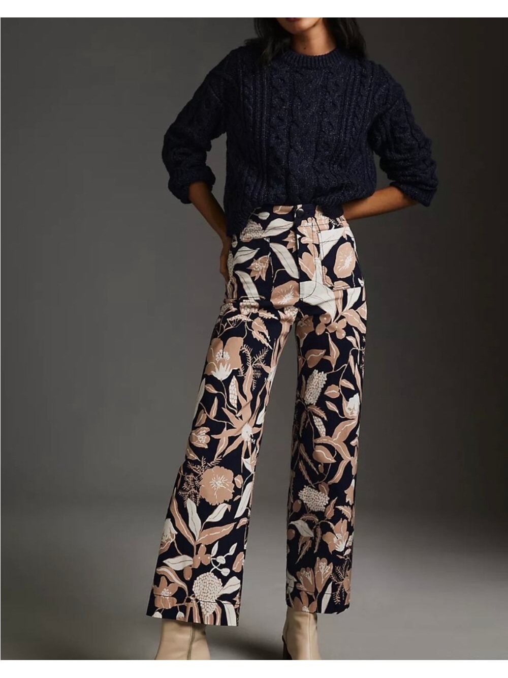 Anthropologie Maeve Jo Faulkner Colette Wide Leg Floral Pants Size 29